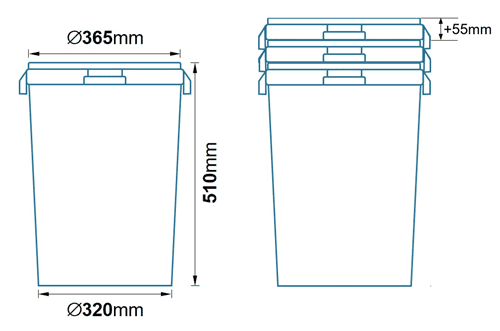 Dimensiones cubo de 40L