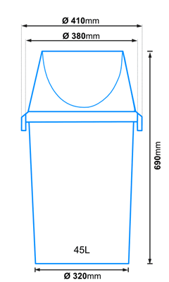 Dimensions of the bin with lid 45L